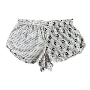 Disney Women Shorts Large White Black Mickey Mouse Polka Dot‎ Rayon Pajama Sleep